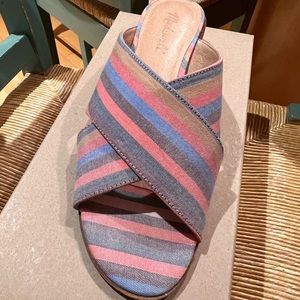 Madewell Ruthie Crisscross Mule slide sandal in Rainbow Stripes